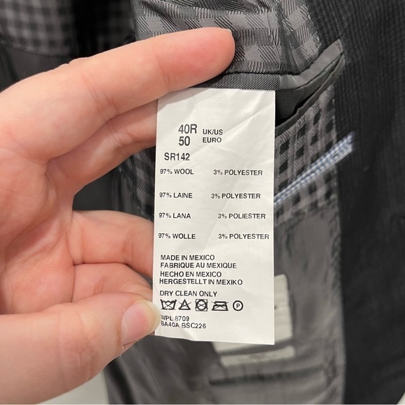 Ben Sherman Camden Tailored Skinny Fit Grey Wool Blazer Jacket Suiting 40R - Picture 6 of 8